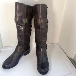 Cole Haan Air Whitney Riding Boots Knee High  Buckle Strap Brown Women’s 9.5 Des